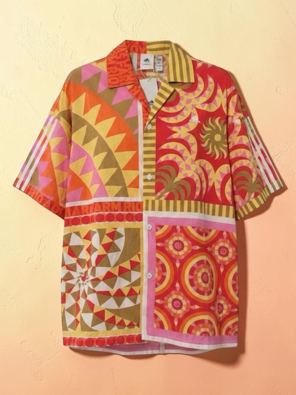 NWT Adidas x FARM Rio Tropical Print Camp Shirt Button Up Top S/M